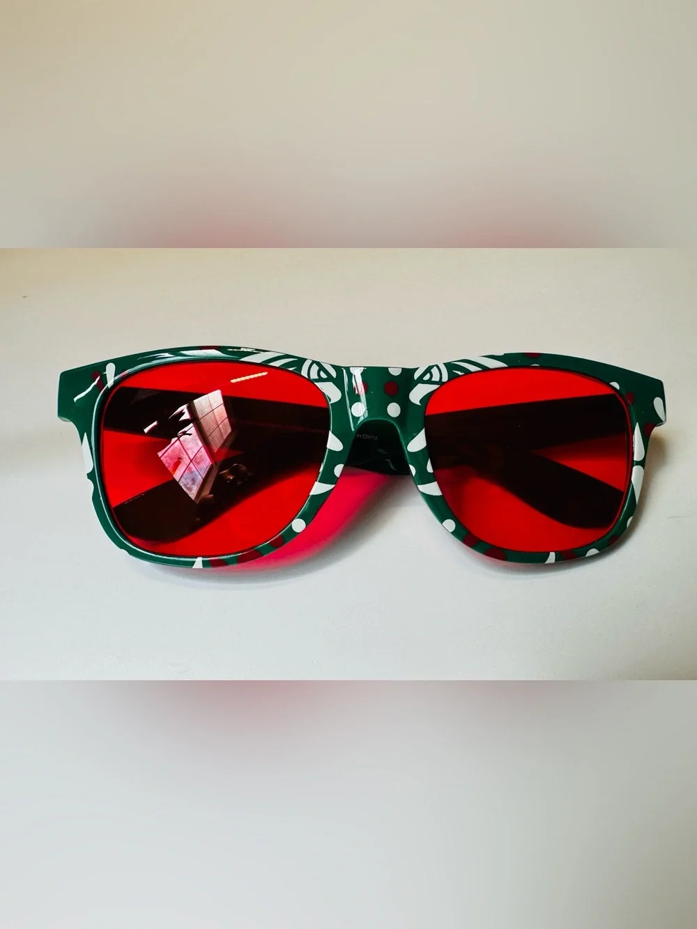 FIFA Official Mexico Green Patterned Frame Sunglasses with Red Lenses